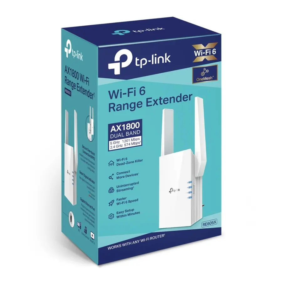 TPLink RE605X - AX1800 WiFi 6 Range Extender Repeater S