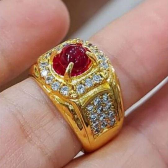 CINCIN BATU AKIK MERAH DELIMA SIAM MD BANGKOK ASLI - Kuning, ring 6 3