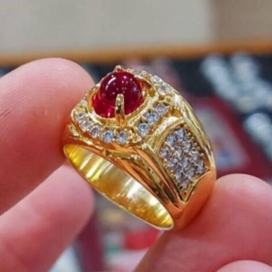 CINCIN BATU AKIK MERAH DELIMA SIAM MD BANGKOK ASLI - Kuning, ring 6 1