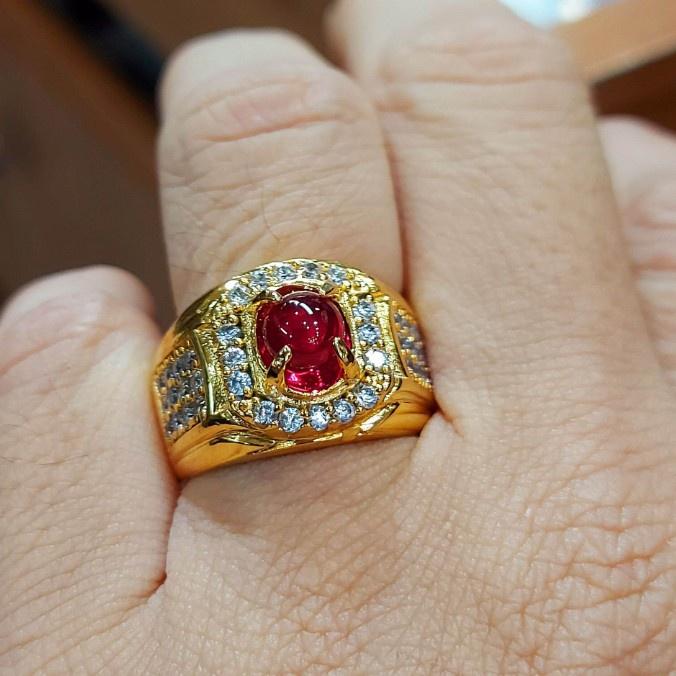 CINCIN BATU AKIK MERAH DELIMA SIAM MD BANGKOK ASLI - Kuning, ring 6 2