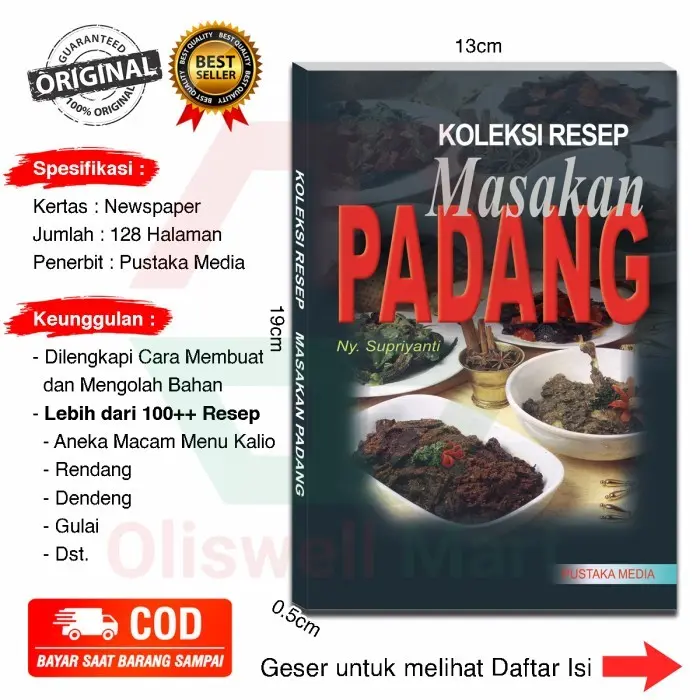 Buku Koleksi Resep Masakan Padang di Lengkapi Cara Membuat & Mengolah