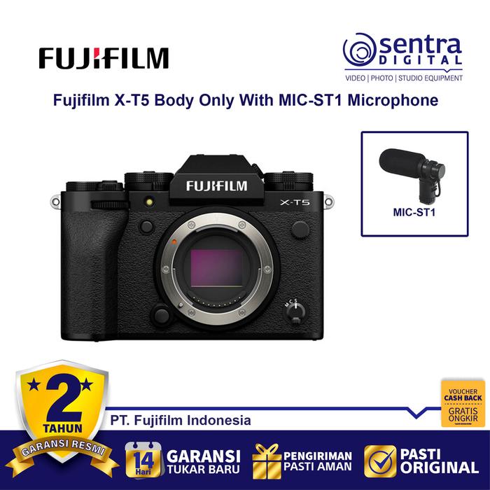 Gambar Fujifilm X-T5 Body Only Black with MIC-ST1 Microphone Shotgun dari Sentra Digital Kota Surabaya Tokopedia