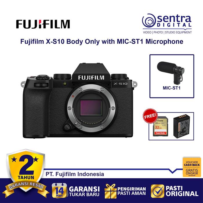 Gambar Fujifilm X-S10 Body Only with MIC-ST1 Microphone Shotgun dari Sentra Digital Kota Surabaya Tokopedia