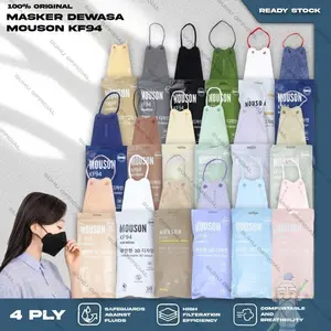 Masker KF94 MOUSON Hitam 4ply KEMENKES Premium Mask 1Box isi 10Pcs