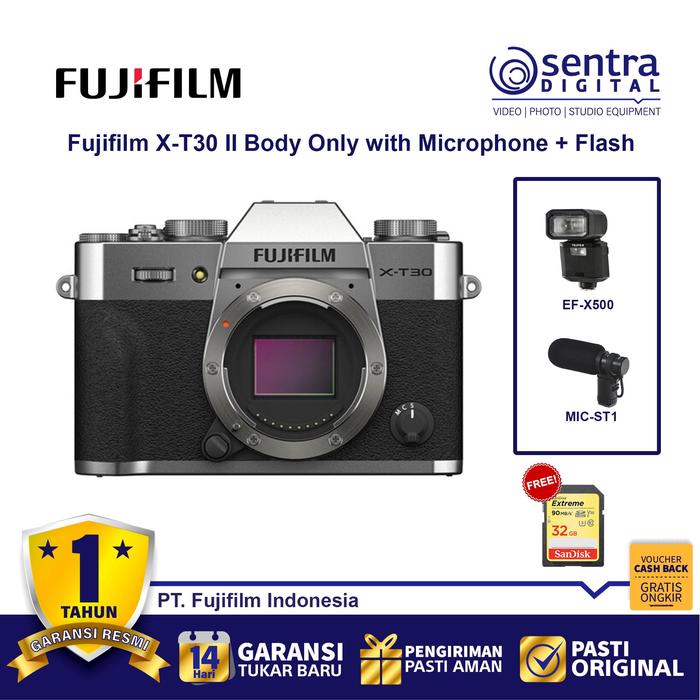 Gambar Fujifilm X-T30 II Body Only Silver with MIC-ST1 Mic + EF-X500 Flash dari Sentra Digital Kota Surabaya Tokopedia