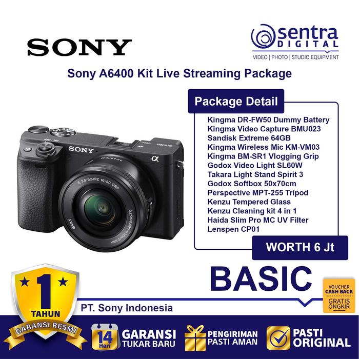 Gambar Sony A6400 kit Black Paket Livestreaming / Live Streaming Basic dari Sentra Digital Kota Surabaya Tokopedia