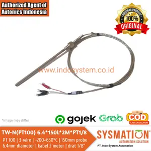 Temperature Sensor TW-N(PT100) 3 wire Probe 150mm, Kabel 2m, Drat 1/8"
