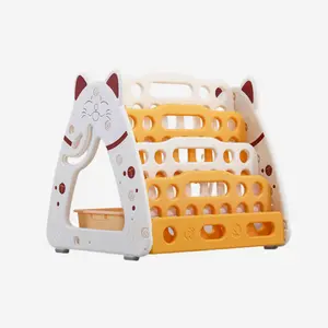 RAK BUKU ANAK BENTUK KUCING 4 TINGKAT PENYIMPANAN DENGAN PAPAN GAMBAR