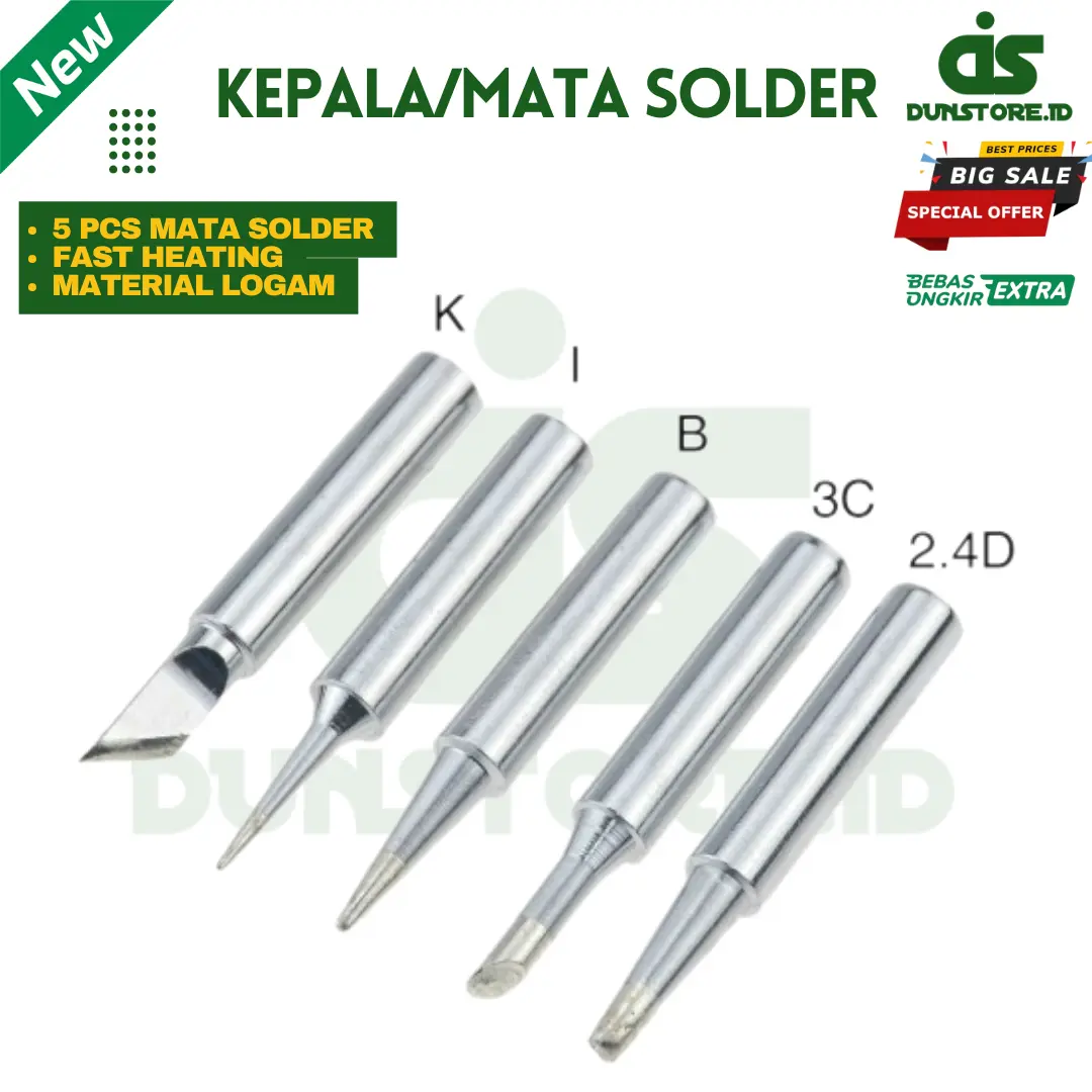 Set Kepala/Mata Solder Listrik Iron Adjustable Fast Heating 5 PCS