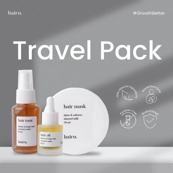 (Trial/Travel Pack) HAIRU HAIR TONIC, OIL & MASK by dr. Aghni Haircare