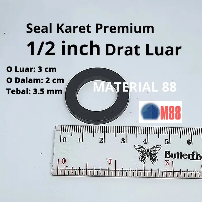 Seal Karet 1/2 inch Premium - Paking Rubber Sok Drat Luar 0.5 SDL