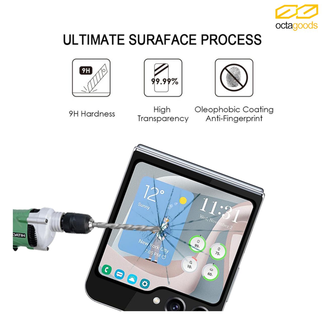 Octagoods Galaxy Z Flip 5 Tempered Glass 2.5D Full Cover - Clear SX7106