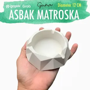 Asbak Semen Matroska Diameter 12 cm - Concrete Ashtray - Asbak Beton