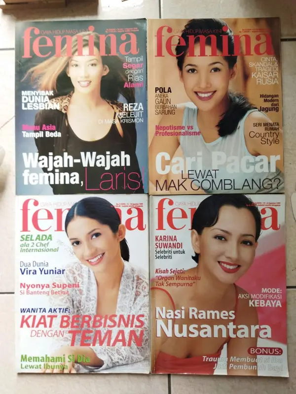 Majalah FEMINA Tahun 1997 - 1999 an. Jual satuan 0