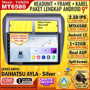 Headunit Android MT6580 1/32GB+Kabel+Frame 9 inch Ayla 2013 - Silver