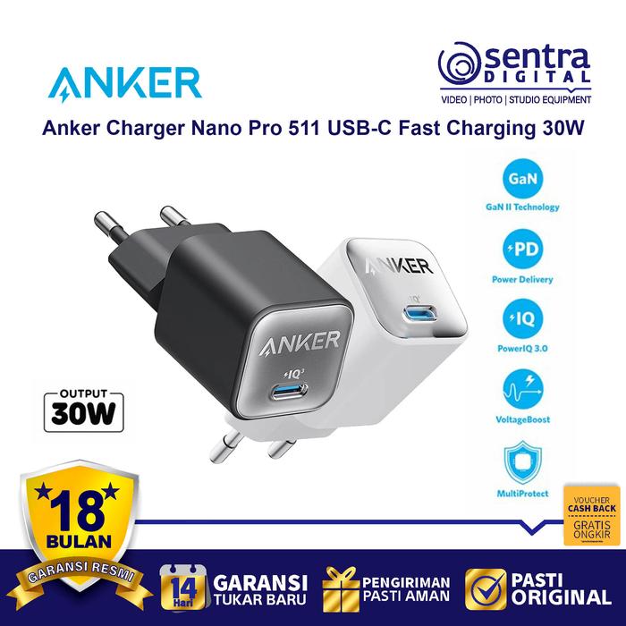 Gambar Wall Charger Anker 511 USB Type C Super Fast Charging Nano III 30W dari Sentra Digital Kota Surabaya Tokopedia