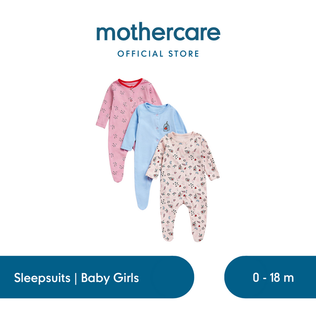 Gambar Mothercare Sleepsuit 3Pk - Set Pakaian Tidur Bayi Perempuan (Multi) - 3-6 Bulan dari Mothercare Indonesia Kota Administrasi Jakarta Selatan Tokopedia