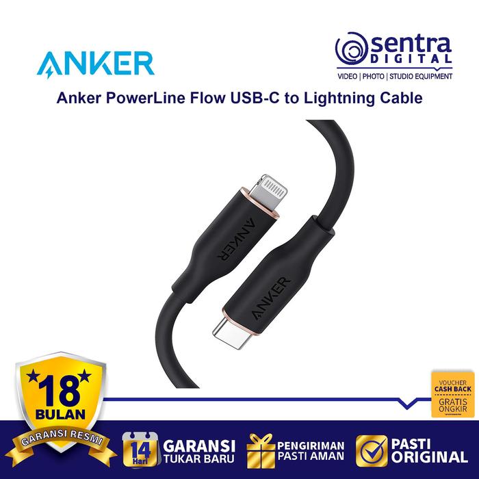 Gambar Kabel Charger Anker Powerline III Flow Type C to Lightning 3ft - A8662 dari Sentra Digital Kota Surabaya 5 Tokopedia