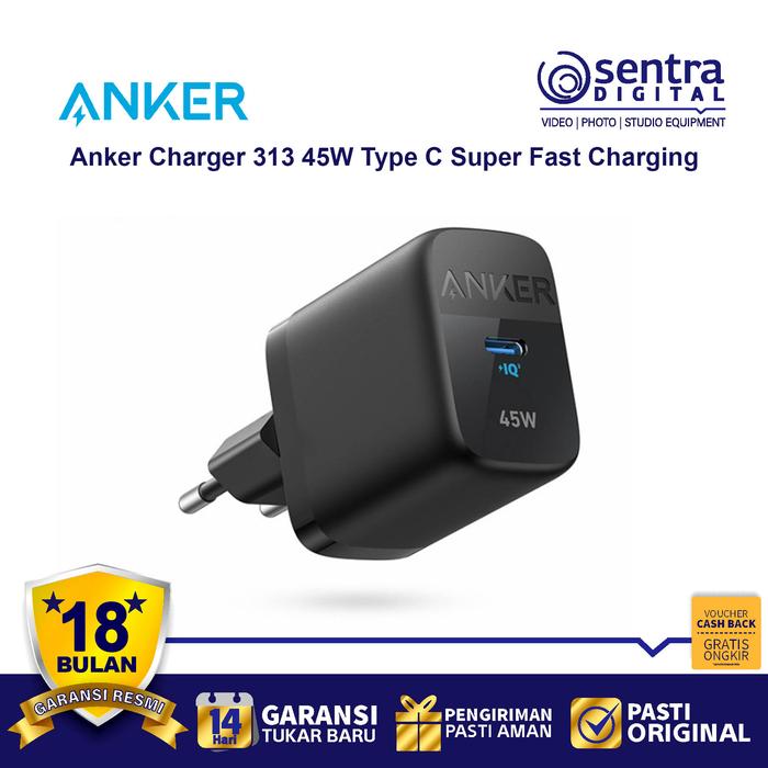 Gambar Wall Charger Anker 313 USB Type C Super Fast Charging Adaptor 45W dari Sentra Digital Kota Surabaya 4 Tokopedia