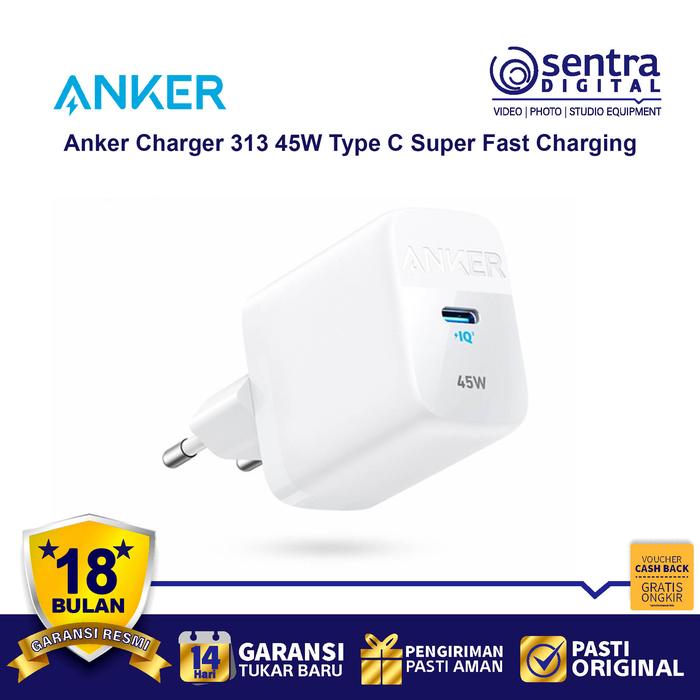 Gambar Wall Charger Anker 313 USB Type C Super Fast Charging Adaptor 45W dari Sentra Digital Kota Surabaya 5 Tokopedia