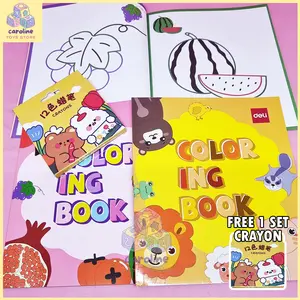 Buku Mewarnai Anak 2-5 Tahun Isi 2 Buku Tema Buah dan Hewan