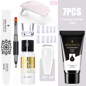 BORN PRETTY Set Gel Ekstensi Kuku, Gel Ekstensi Glitter 6W Lampu UV Ek