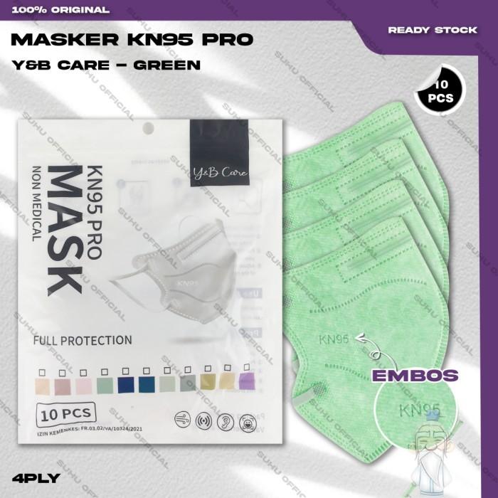 Masker KN95 PRO Y&B CARE 4Ply Isi 10Pcs Green Hijau Muda 95PRO KN 95 - 95PROY&B GREEN