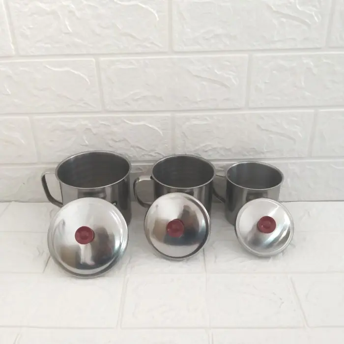 Gelas Mug Stainless Gelas Cangkir Kopi + Tutup Teh Mug Rumah Murah 2