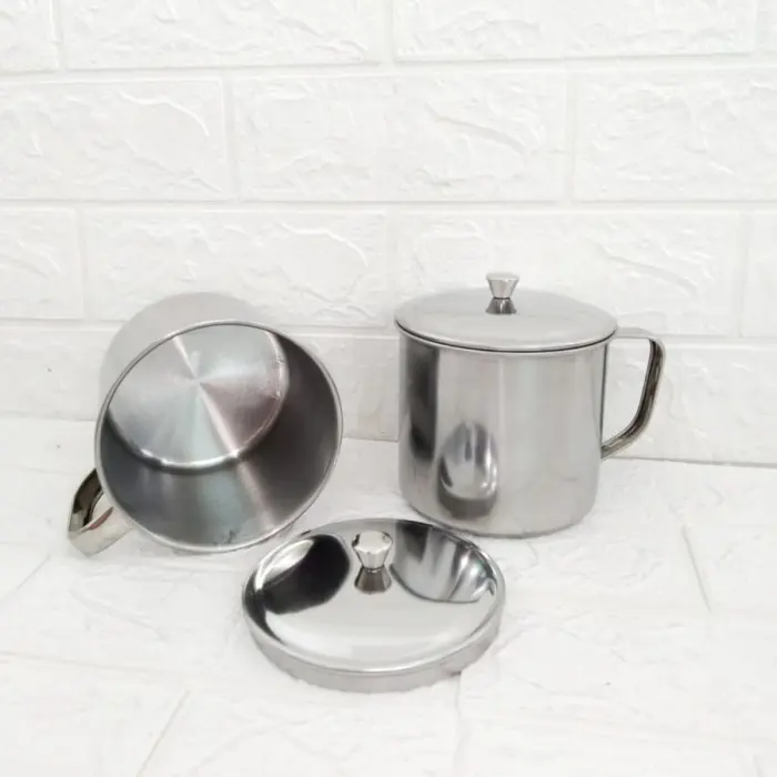 Gelas Mug Stainless Gelas Cangkir Kopi + Tutup Teh Mug Rumah Murah 3