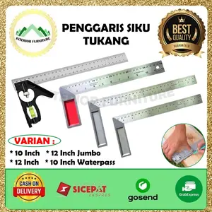 Penggaris Siku Tukang 25 cm 10 inch / 30 cm 12 inch Siku Tukang L