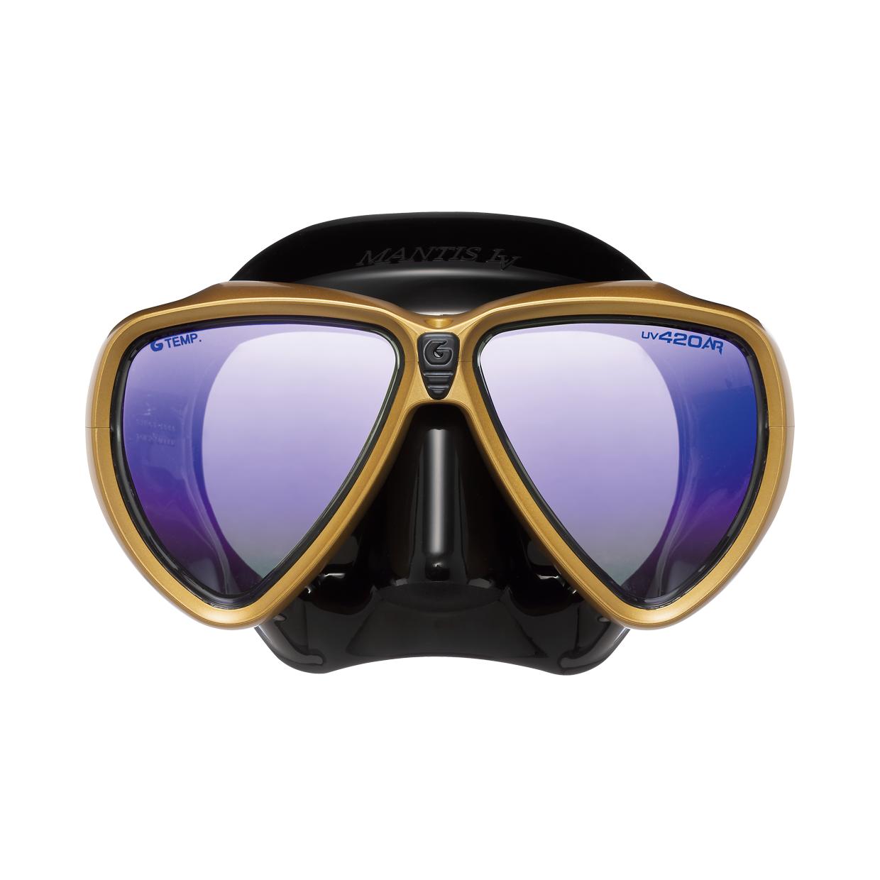Diving Mask Gull Mantis LV Bk Silicone UV420+AR CUT Samba Gold