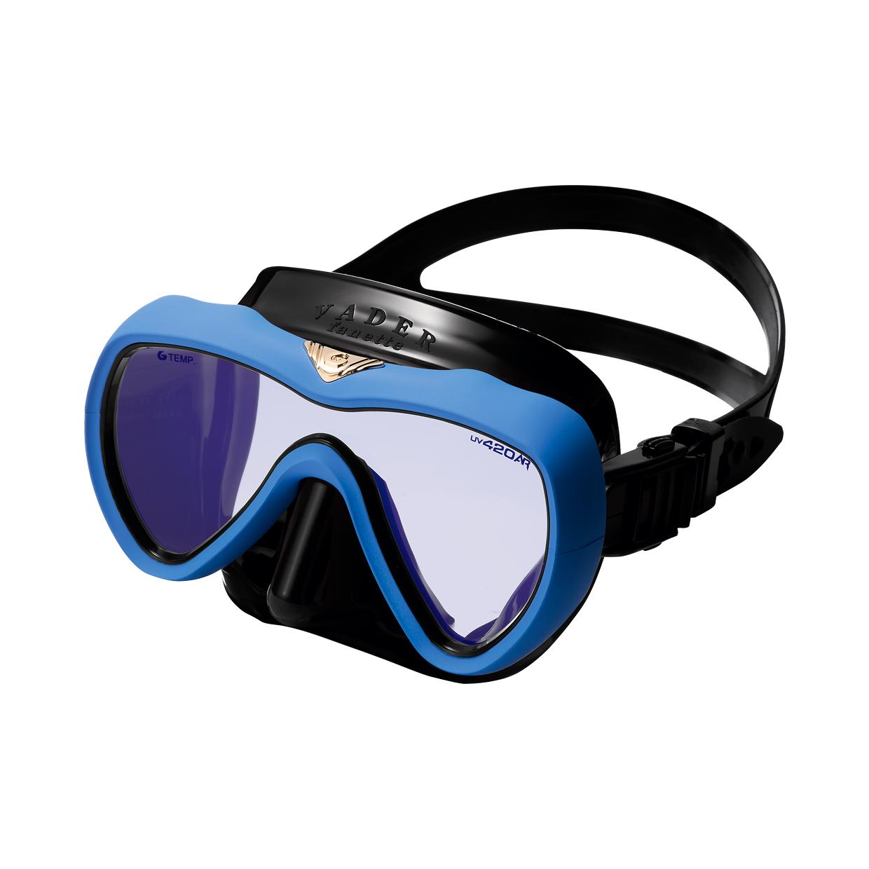 Diving Mask Gull Vader Fanette Black Silicone UV420+AR CUT Amairo Blue
