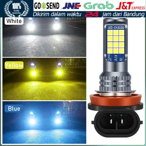 Lampu Mobil LED 24smd H11 3 Warna Putih Kuning Fog Lamp