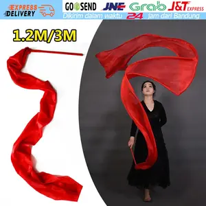 Tali Pita Tari Dance Ribbon Red Silk Twirling Streamer Gymnastic Stick