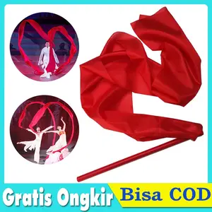 Tali Pita Tari Dance Ribbon Red Silk Twirling Streamer Gymnastic Stick