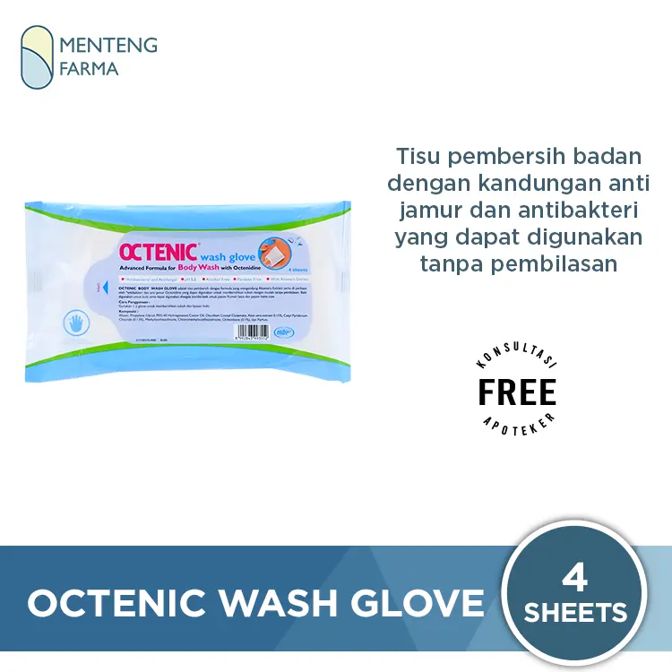 Octenic Wash Glove - Tisu Pembersih Badan Antibakteri dan Anti Jamur