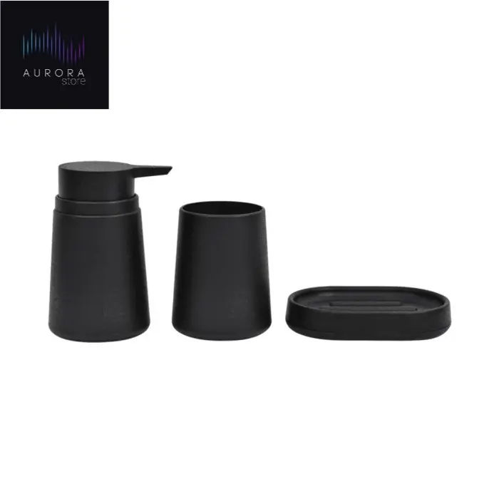 Aksesoris Kamar Mandi Kris Bathroom Set Abs Isi 3 Pcs - Hitam - Hitam