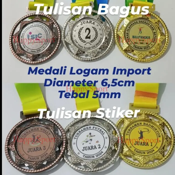 MEDALI KEJUARAAN IMPORT CUSTOM BAHAN LOGAM MEDALI BINTANG PER SATUAN