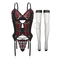 Gambar Lingerie Set Sexy Hot Brukat Premium BodySuit Garter BeltWanita 700037 - Black, M dari Wimiu Kota Administrasi Jakarta Utara 1 Tokopedia