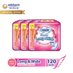Charm Long & Wide Pantyliner Absorbent Fit Perfumed 40 Pads - 3 Packs