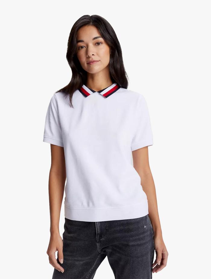 Gambar TOMMY HILFIGER - RELAXED FIT SIGNATURE COLLAR POLO - WHITE - White, XXS dari Tommy.Hilfiger Kab. Karawang Tokopedia