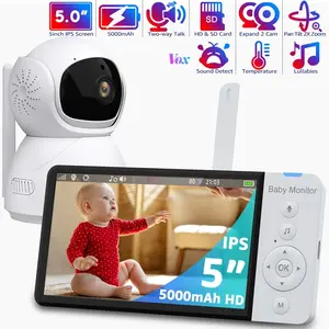 5"HD Baby Monitor with Camera 5000mAh Battery IPS Screen BabyPhone