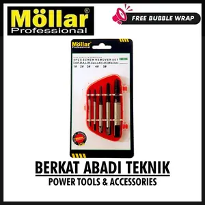 MOLLAR Tap Balik 5 Pcs Set Screw Extractor Buka Cabut Baut Rusak Patah
