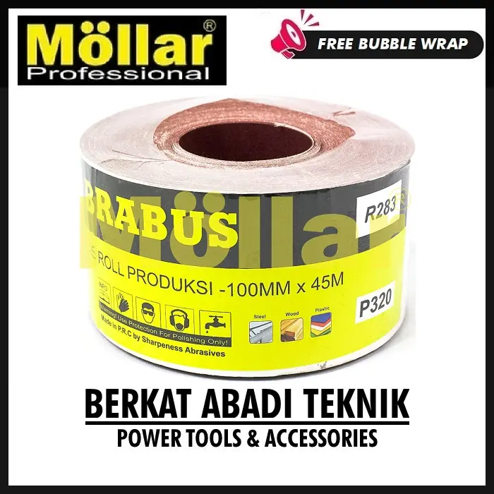 BRABUS Amplas Roll 4" Kertas Kain Meteran Per 1 Meter Grit Grade