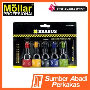 BRABUS Gembok 5 Pcs Warna Warni Set 20 mm Kunci Koper Tas Travel