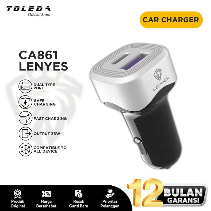 Gambar Lenyes CA861 Car Charger Fast Charging 2 Port 36W Type C USB Original dari Toleda Indonesia Kota Tangerang Tokopedia