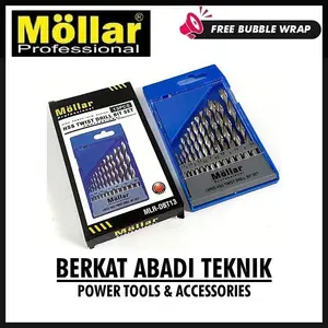 MOLLAR Mata Bor Besi Set 1,5 - 6,5 mm 13 Pcs Paket Aluminium HSS