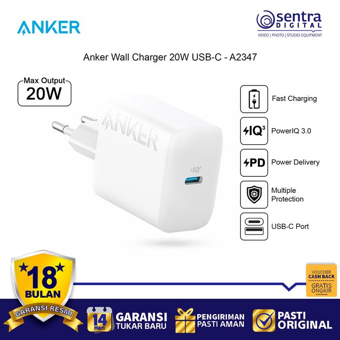 Gambar Anker Adaptor Wall Charger Iphone 20W USB Type C White - A2347 dari Sentra Digital Kota Surabaya Tokopedia