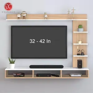 Dections Furniture Rak TV Dinding Minimalis / Meja TV Tempel Dinding 32-42 In 120cm Warna Kayu