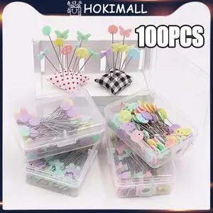 100PCS/set Kupu/Bunga/Dasi Jarum Pentul Karakter Head Pins Colorfull Jarum Tangan Jahit Kerajinan